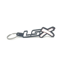 Load image into Gallery viewer, GM LSx See-Through Keychain Side Hook Border Color Choice with White X