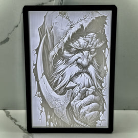 Fantasy Assassin Hatchet Wizard LED Light Up Lithophane Picture