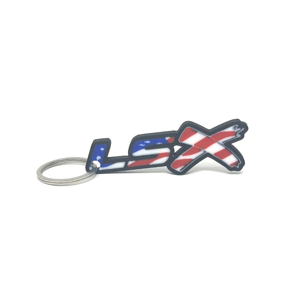 GM LSx American Flag Keychain Hole Hook Broder Color Choice