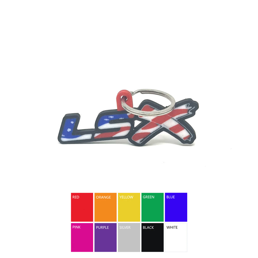 GM LSx American Flag Keychain Top Hook Border Color Choice