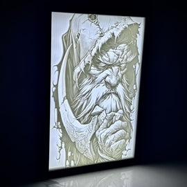 Fantasy Assassin Hatchet Wizard LED Light Up Lithophane Picture
