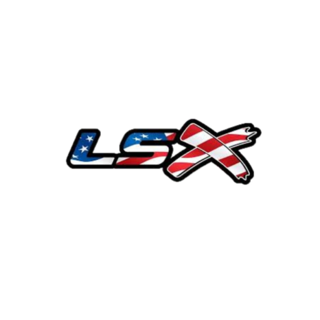 GM LSx American Flag Keychain Top Hook Two Tone Border