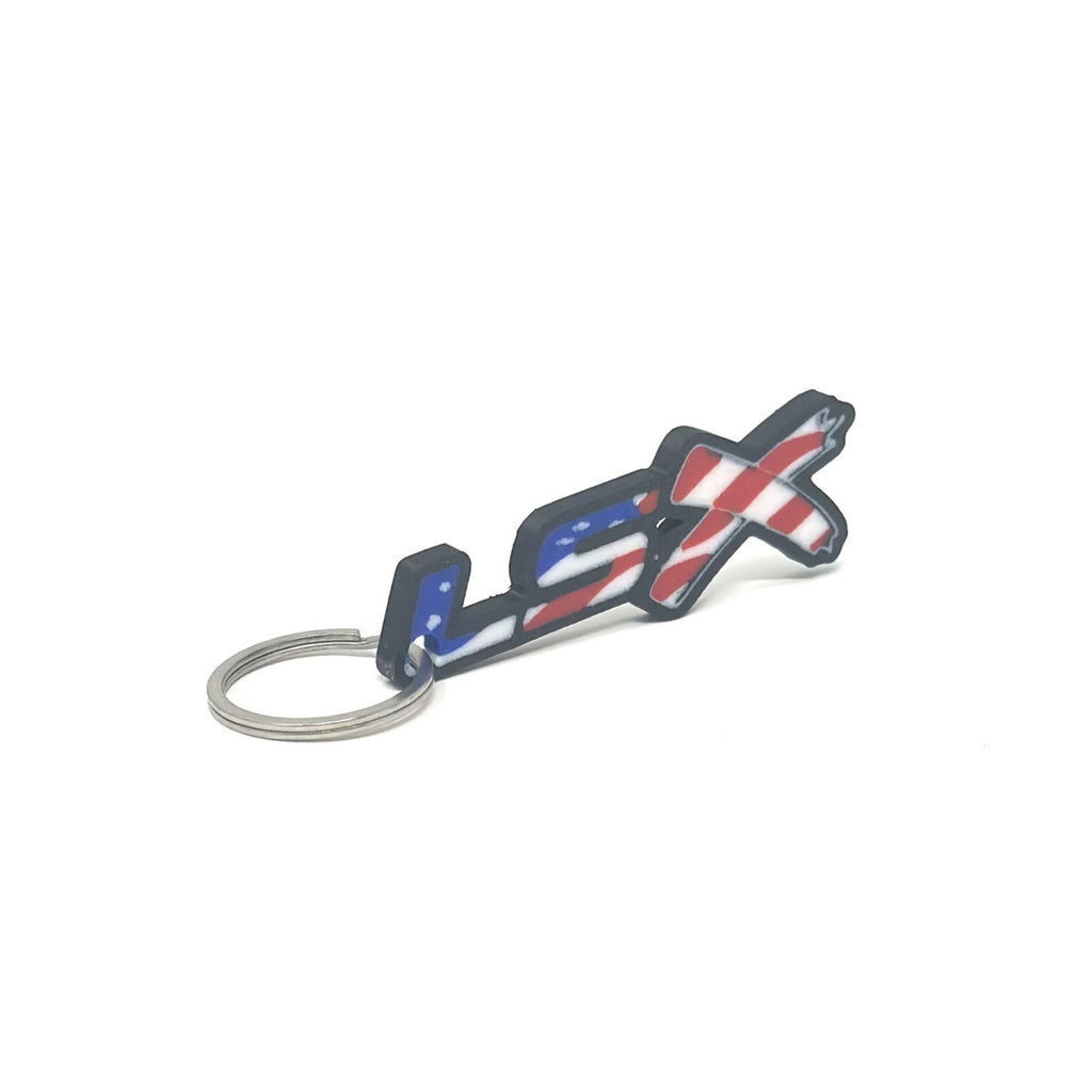 GM LSx American Flag Keychain Hole Hook Broder Color Choice