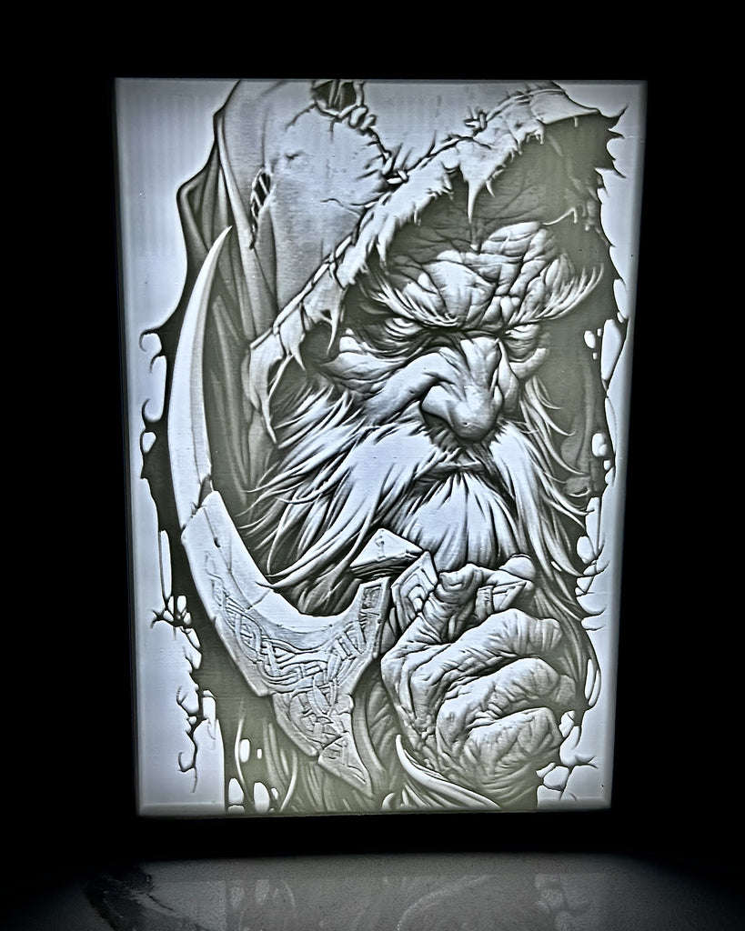 Fantasy Assassin Hatchet Wizard LED Light Up Lithophane Picture
