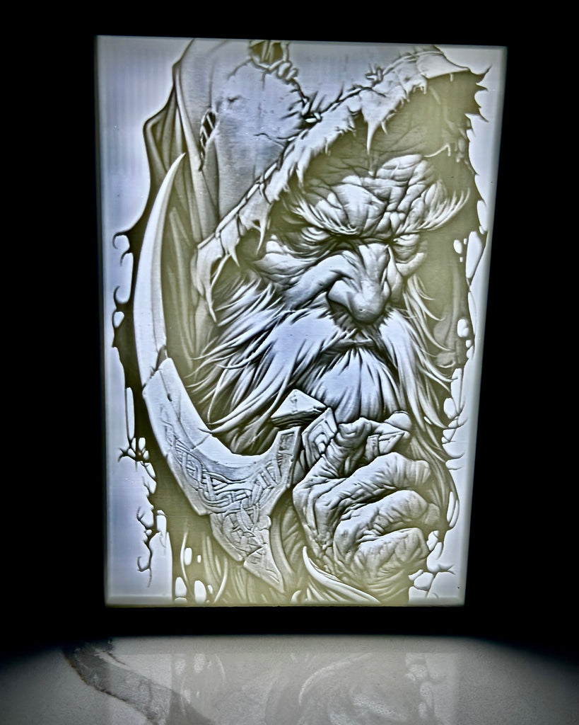 Fantasy Assassin Hatchet Wizard LED Light Up Lithophane Picture