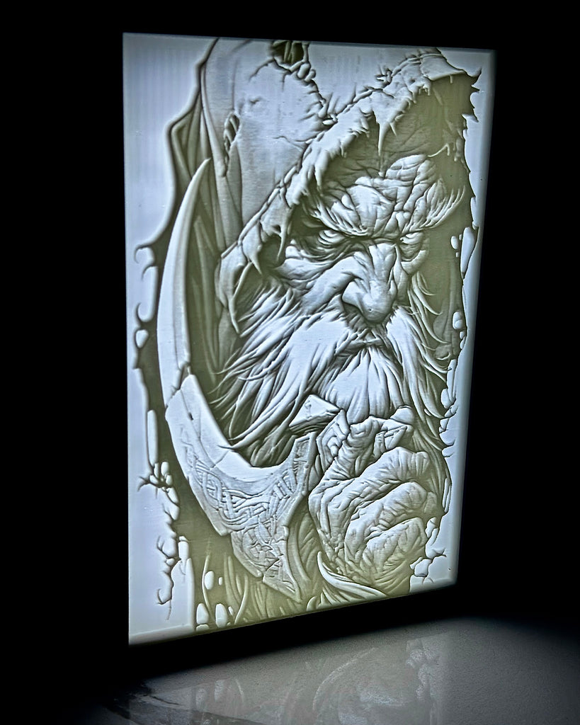 Fantasy Assassin Hatchet Wizard LED Light Up Lithophane Picture