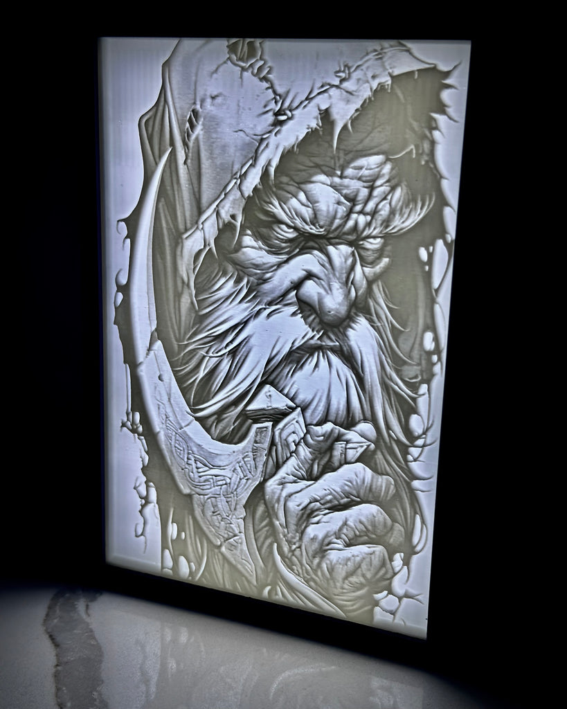 Fantasy Assassin Hatchet Wizard LED Light Up Lithophane Picture