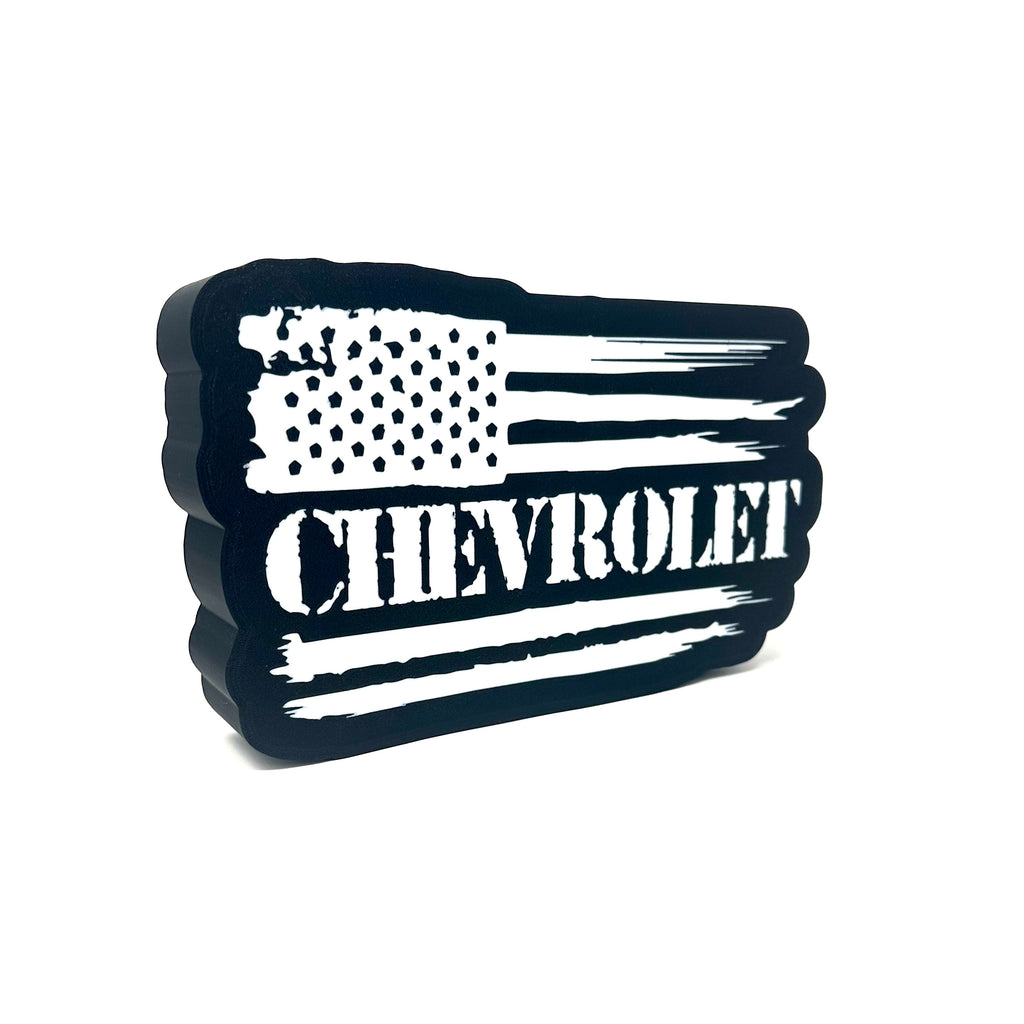 Chevrolet Tattered American Flag LED Light Box Sign