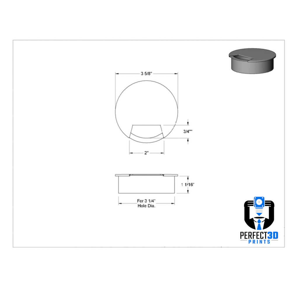 Cable Management Wire Hide Furniture Grommet 3-1/4" Hole